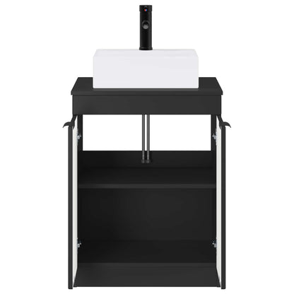vidaXL Bathroom Furniture Set Black Engineered Wood