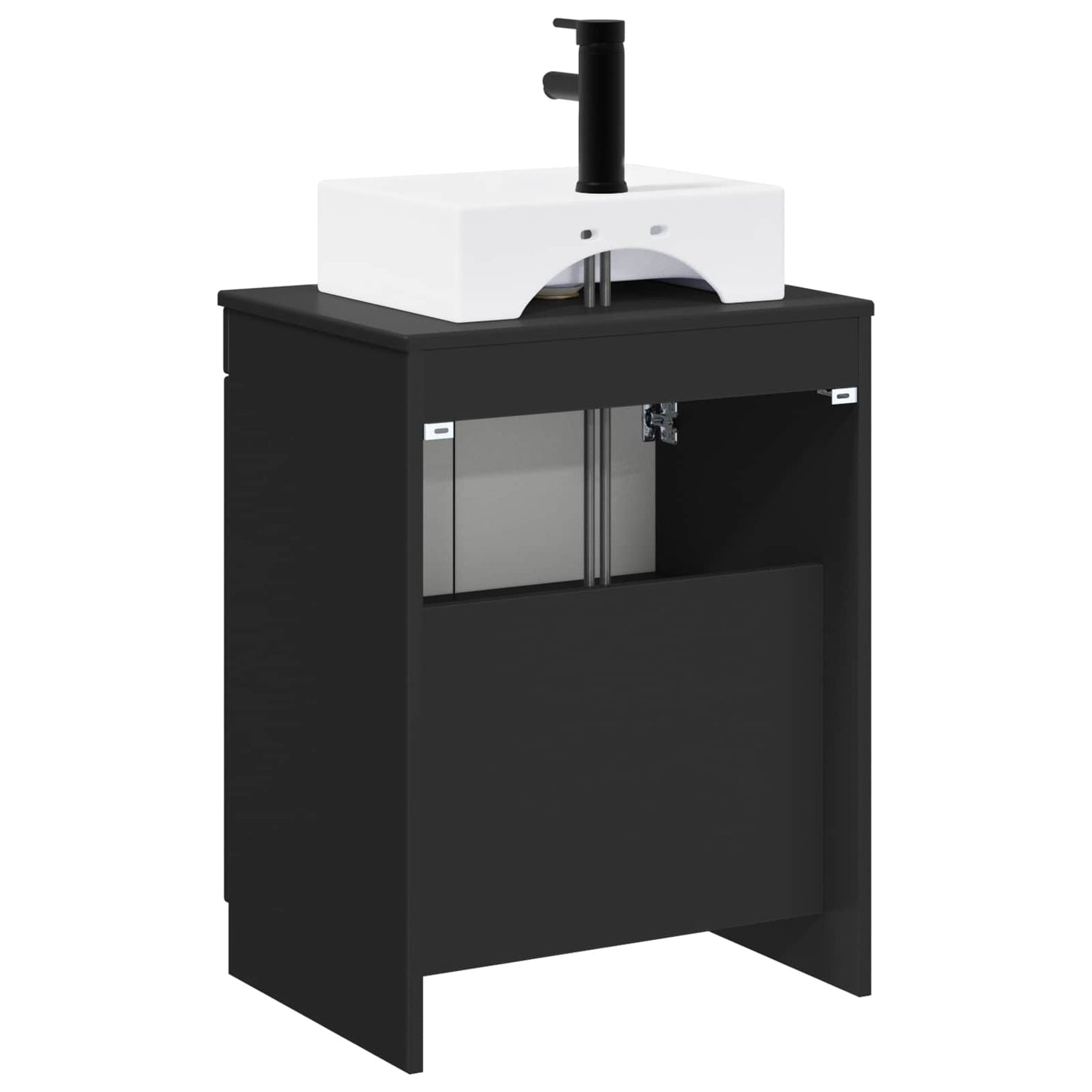 vidaXL Bathroom Furniture Set Black Engineered Wood