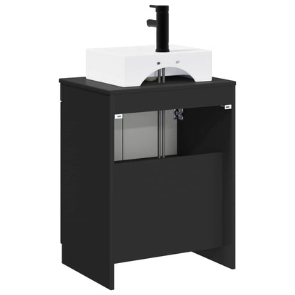 vidaXL Bathroom Furniture Set Black Engineered Wood