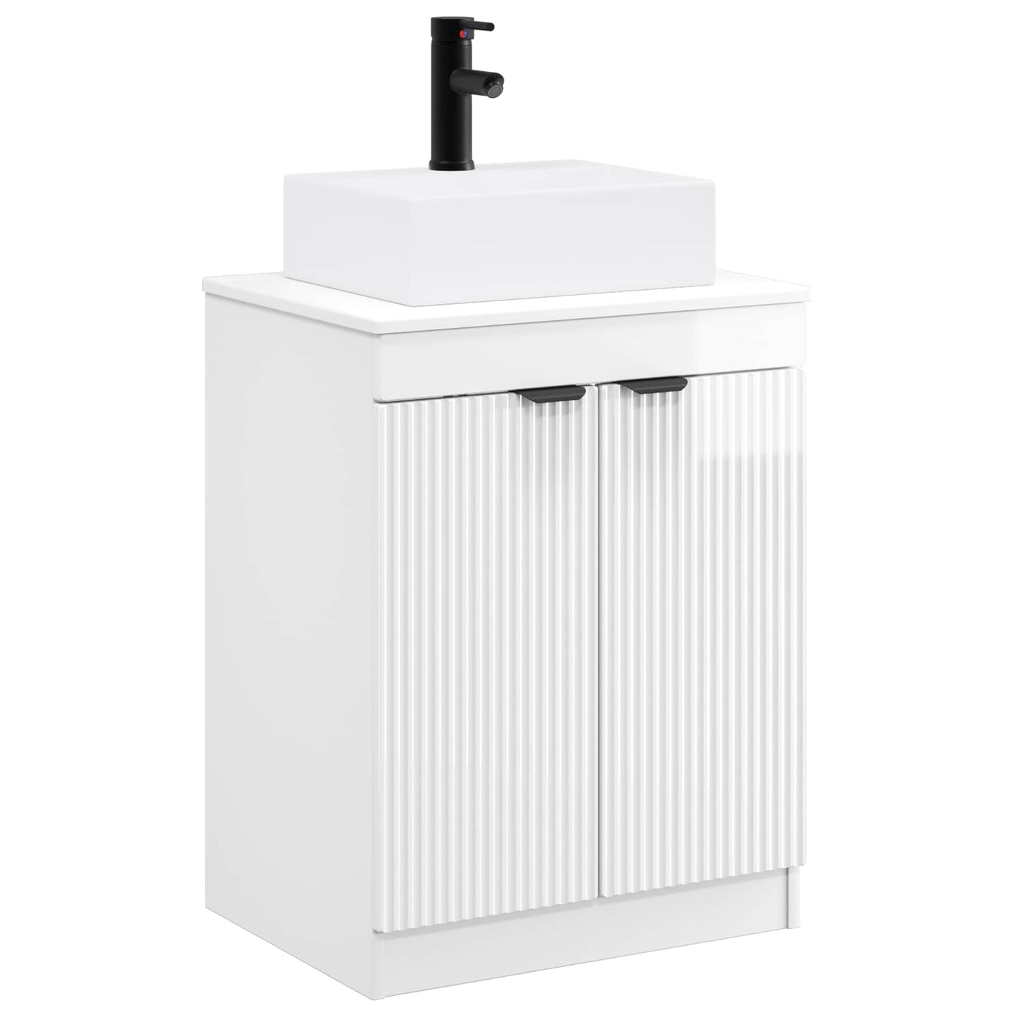 vidaXL Bathroom Furniture Set High Gloss White Engineered Wood