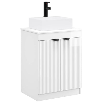 vidaXL Bathroom Furniture Set High Gloss White Engineered Wood