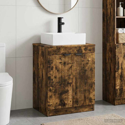 vidaXL Bathroom Furniture Set Smoked Oak Engineered Wood