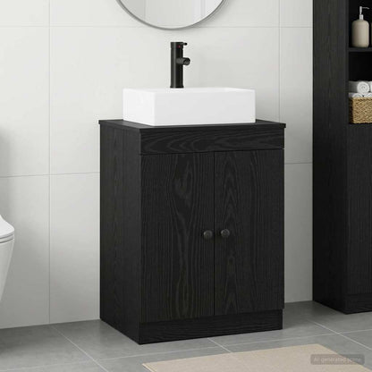 vidaXL Bathroom Furniture Set Black Oak Engineered Wood