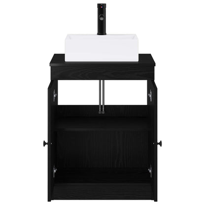 vidaXL Bathroom Furniture Set Black Oak Engineered Wood