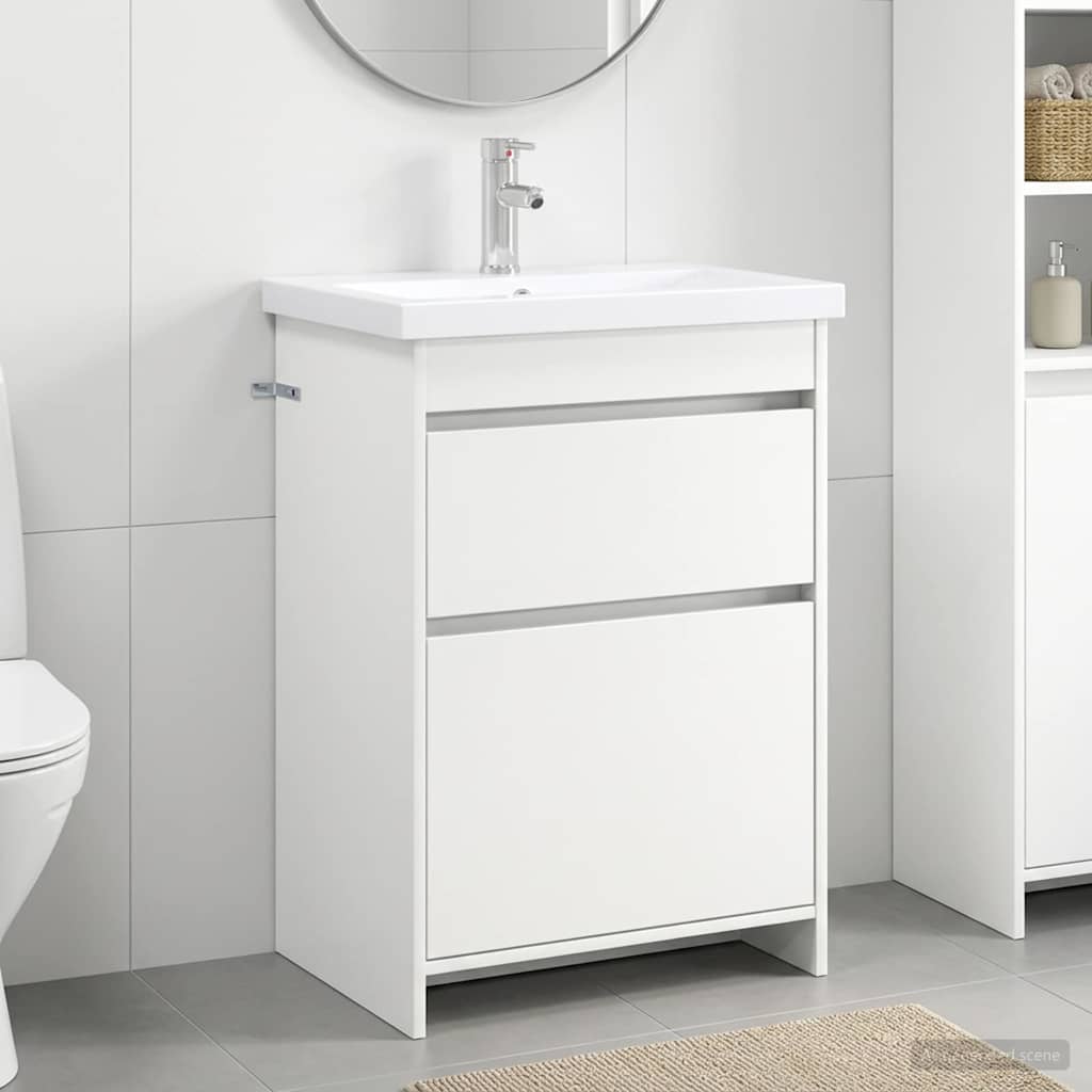 vidaXL Bathroom Furniture Set White 61 x 40 x 84.5 cm Engineered Wood