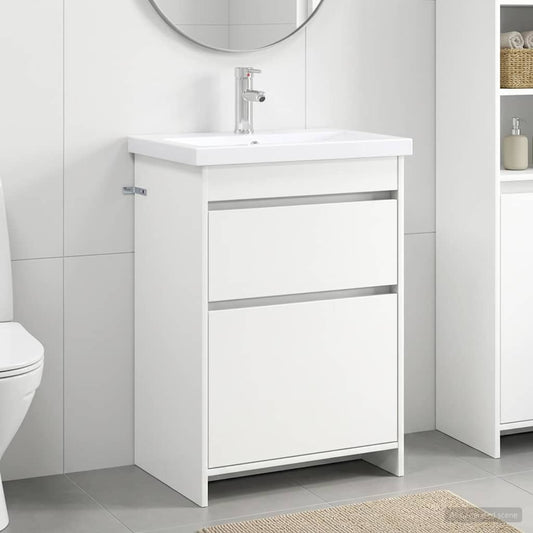 vidaXL Bathroom Furniture Set White 61 x 40 x 84.5 cm Engineered Wood