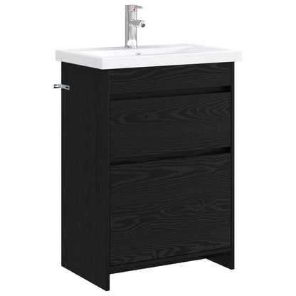 vidaXL Bathroom Furniture Set Black Oak 61 x 40 x 84.5 cm