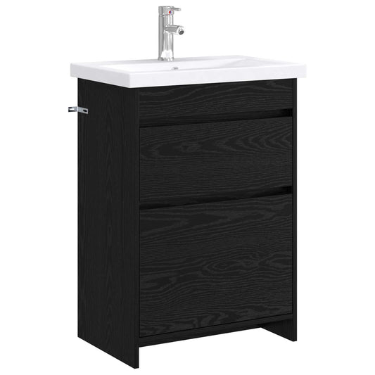 vidaXL Bathroom Furniture Set Black Oak 61 x 40 x 84.5 cm