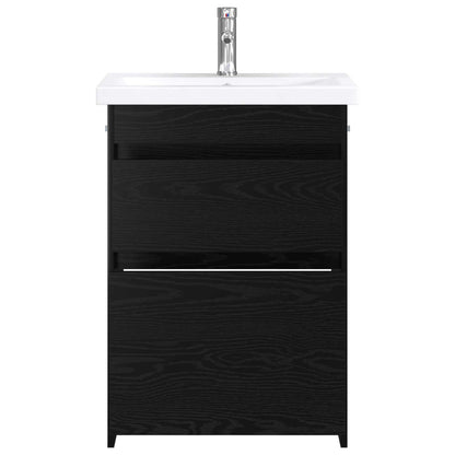vidaXL Bathroom Furniture Set Black Oak 61 x 40 x 84.5 cm
