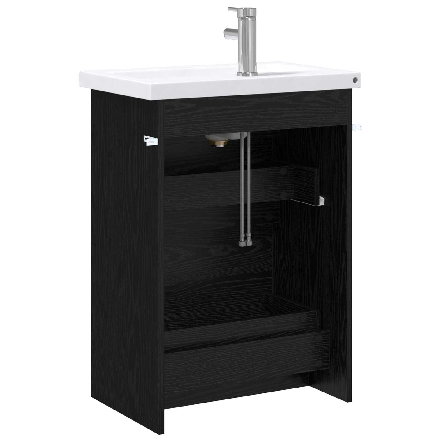 vidaXL Bathroom Furniture Set Black Oak 61 x 40 x 84.5 cm