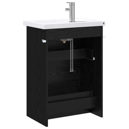 vidaXL Bathroom Furniture Set Black Oak 61 x 40 x 84.5 cm