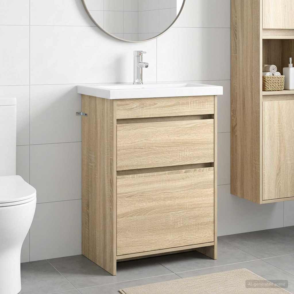 vidaXL Bathroom Furniture Set Sonoma Oak 61 x 40 x 84.5 cm