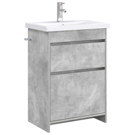 vidaXL Bathroom Furniture Set Concrete Grey 61 x 40 x 84.5 cm