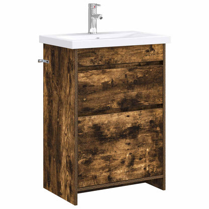 vidaXL Bathroom Furniture Set Smoked Oak 61 x 40 x 84.5 cm