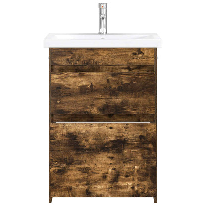 vidaXL Bathroom Furniture Set Smoked Oak 61 x 40 x 84.5 cm
