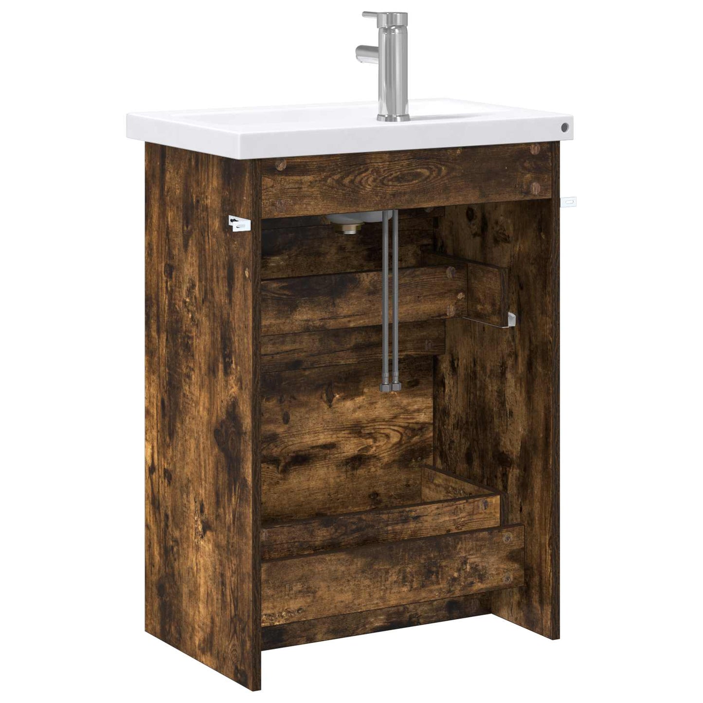 vidaXL Bathroom Furniture Set Smoked Oak 61 x 40 x 84.5 cm