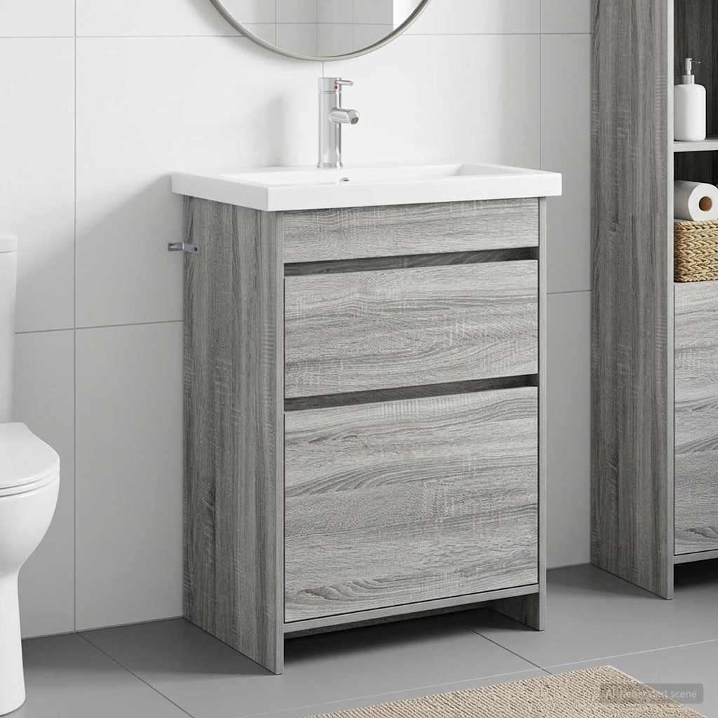vidaXL Bathroom Furniture Set Grey Sonoma 61 x 40 x 84.5 cm