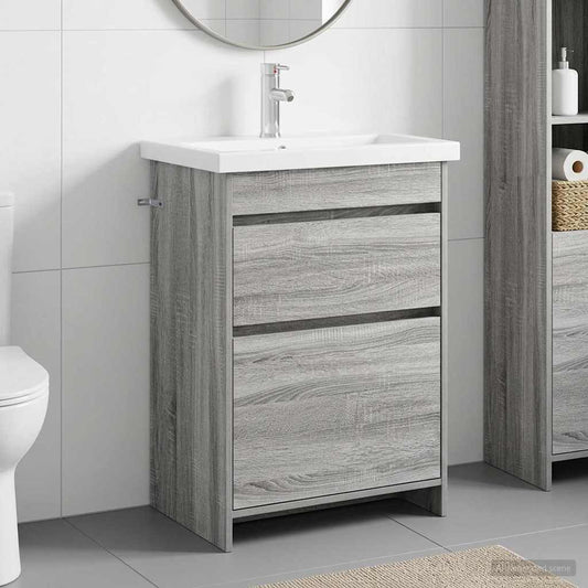 vidaXL Bathroom Furniture Set Grey Sonoma 61 x 40 x 84.5 cm