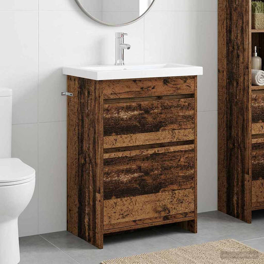 vidaXL Bathroom Furniture Set Old Wood 61 x 40 x 84.5 cm