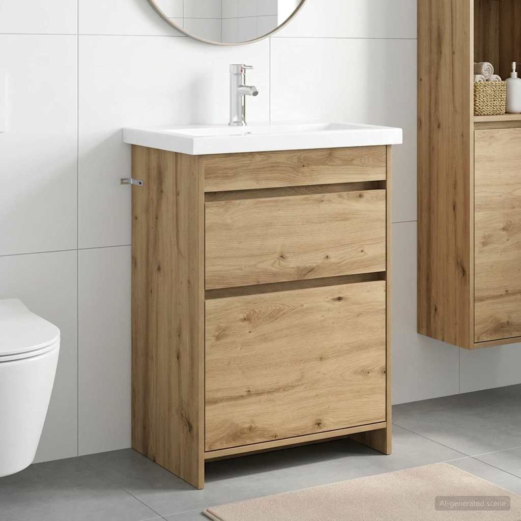 vidaXL Bathroom Furniture Set Artisan Oak 61 x 40 x 84.5 cm