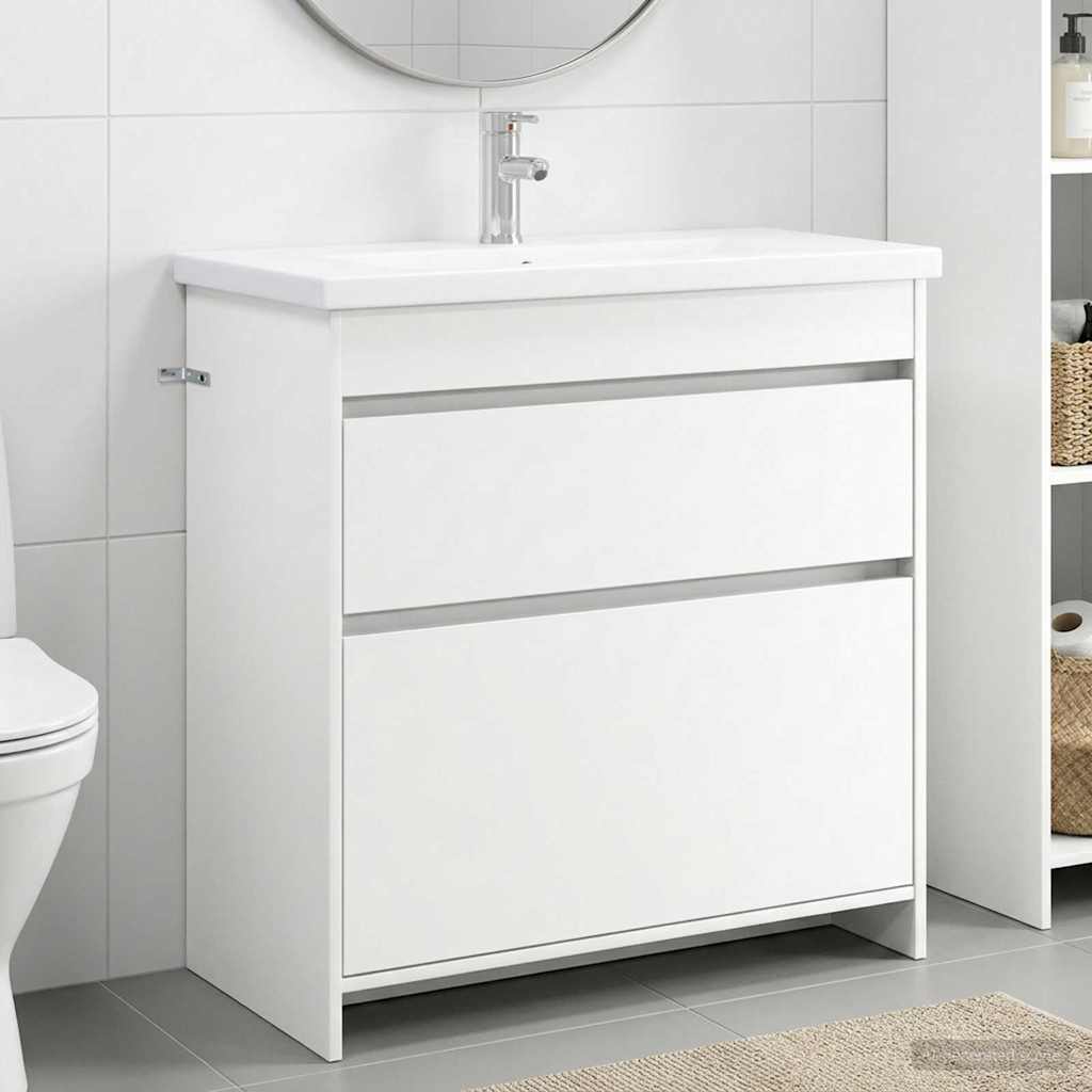 vidaXL Bathroom Furniture Set White 81 x 40 x 84.5 cm Engineered Wood