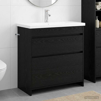 vidaXL Bathroom Furniture Set Black Oak 81 x 40 x 84.5 cm
