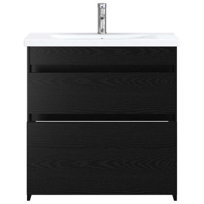 vidaXL Bathroom Furniture Set Black Oak 81 x 40 x 84.5 cm