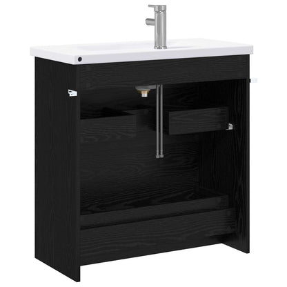 vidaXL Bathroom Furniture Set Black Oak 81 x 40 x 84.5 cm