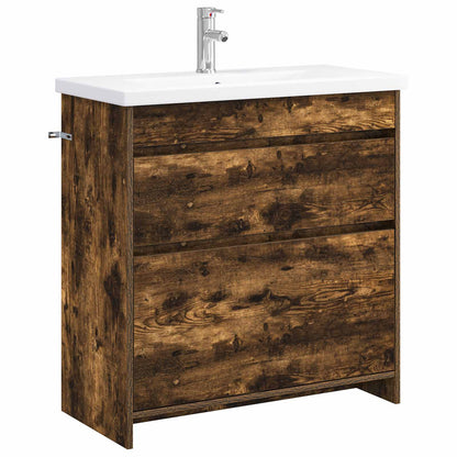 vidaXL Bathroom Furniture Set Smoked Oak 81 x 40 x 84.5 cm