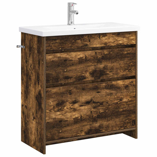 vidaXL Bathroom Furniture Set Smoked Oak 81 x 40 x 84.5 cm