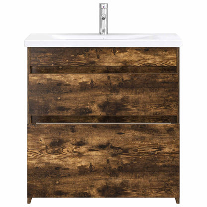 vidaXL Bathroom Furniture Set Smoked Oak 81 x 40 x 84.5 cm