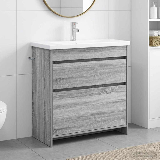 vidaXL Bathroom Furniture Set Grey Sonoma 81 x 40 x 84.5 cm