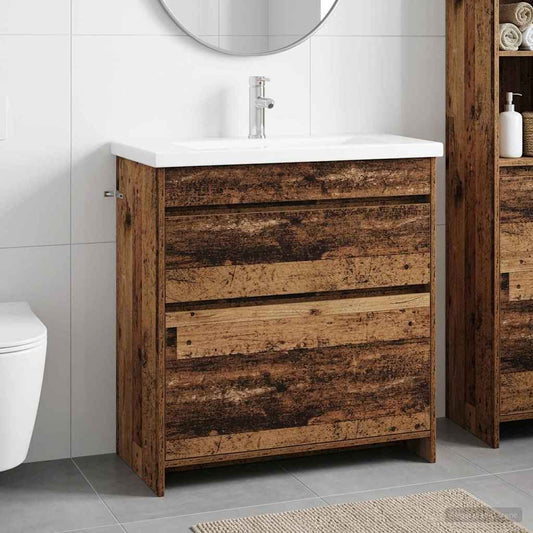 vidaXL Bathroom Furniture Set Old Wood 81 x 40 x 84.5 cm