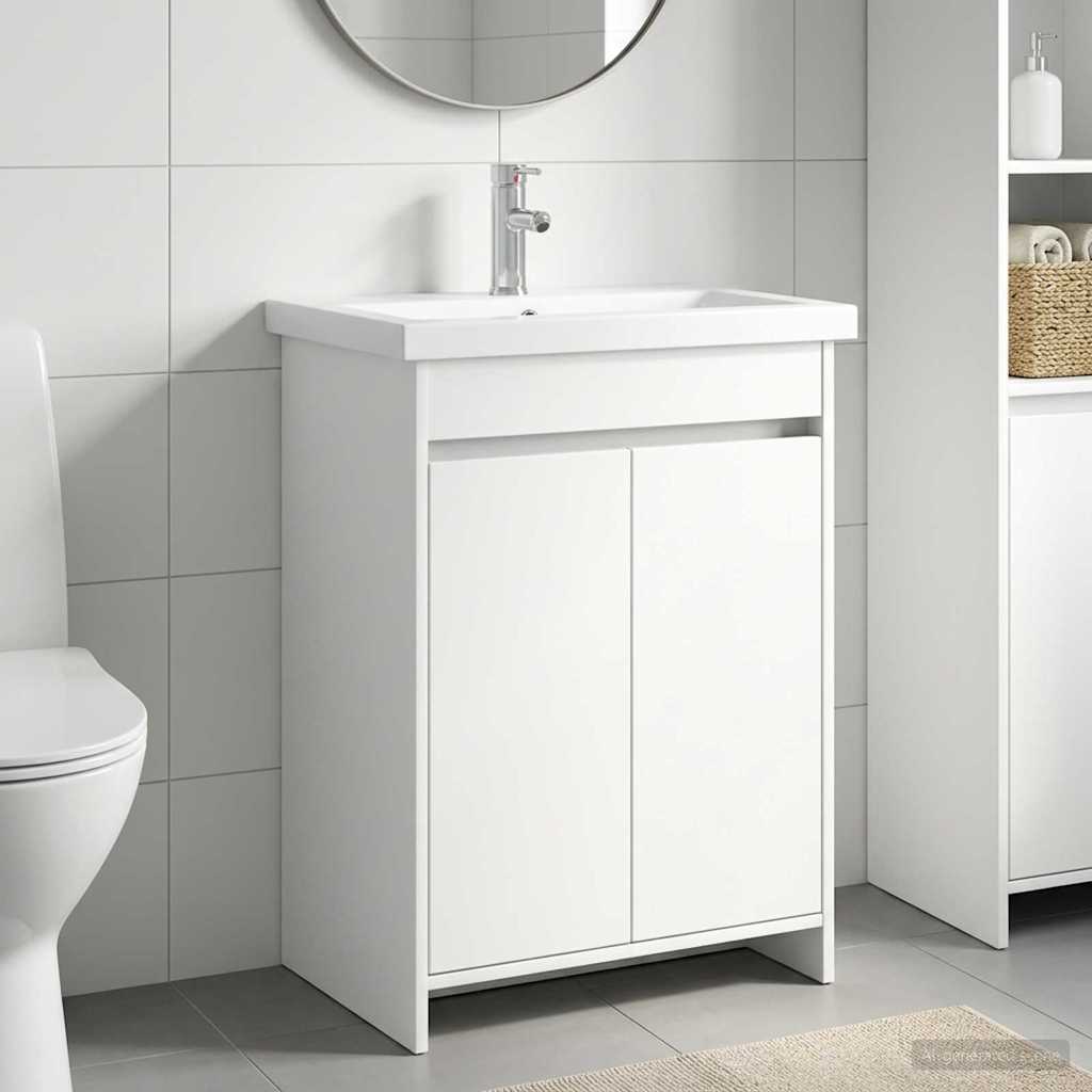 vidaXL Bathroom Furniture Set White 61 x 40 x 84.5 cm Engineered Wood
