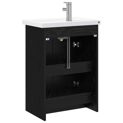vidaXL Bathroom Furniture Set Black Oak 61 x 40 x 84.5 cm