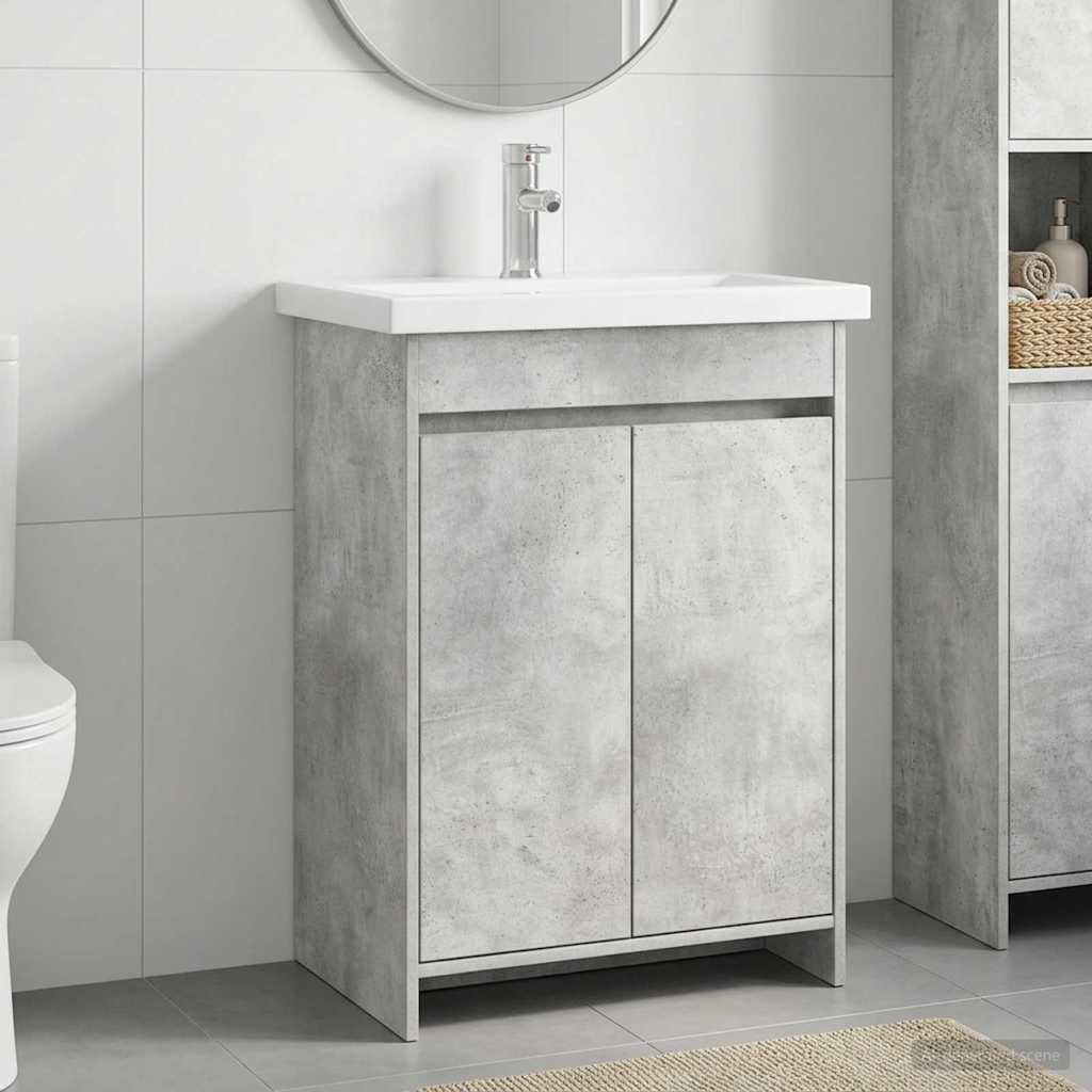 vidaXL Bathroom Furniture Set Concrete Grey 61 x 40 x 84.5 cm