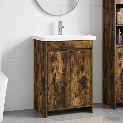 vidaXL Bathroom Furniture Set Smoked Oak 61 x 40 x 84.5 cm
