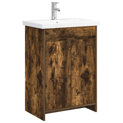 vidaXL Bathroom Furniture Set Smoked Oak 61 x 40 x 84.5 cm