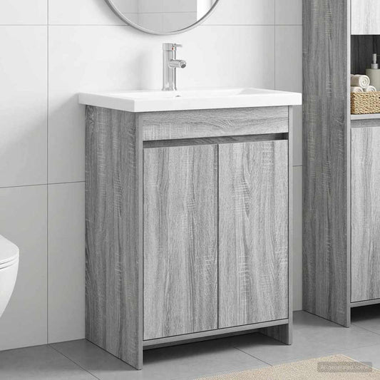 vidaXL Bathroom Furniture Set Grey Sonoma 61 x 40 x 84.5 cm