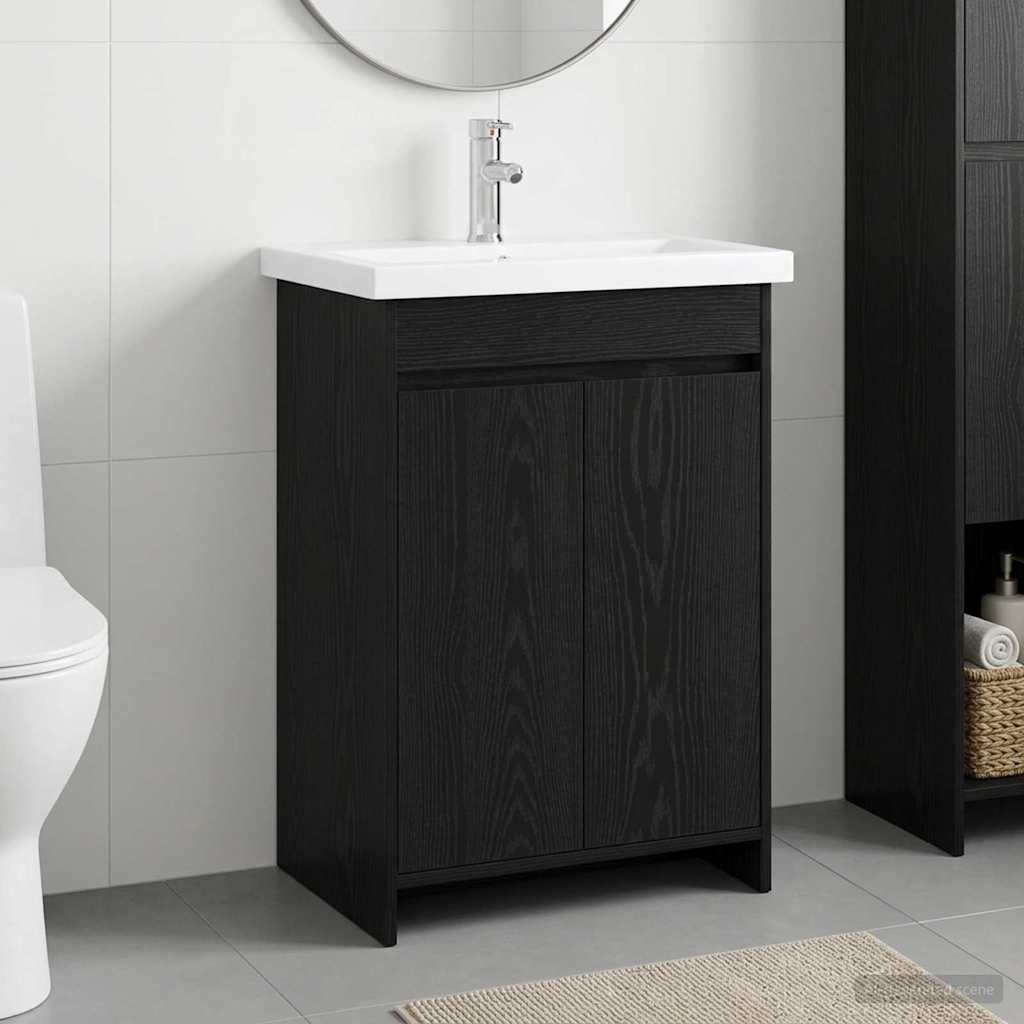vidaXL Bathroom Furniture Set Black Oak 81 x 40 x 84.5 cm