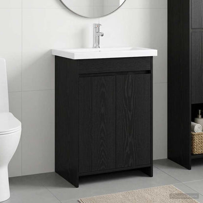 vidaXL Bathroom Furniture Set Black Oak 81 x 40 x 84.5 cm