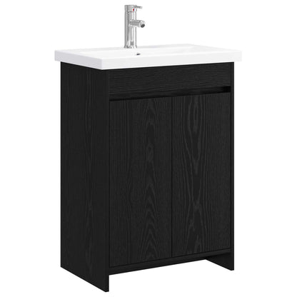 vidaXL Bathroom Furniture Set Black Oak 81 x 40 x 84.5 cm