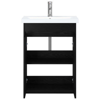 vidaXL Bathroom Furniture Set Black Oak 81 x 40 x 84.5 cm