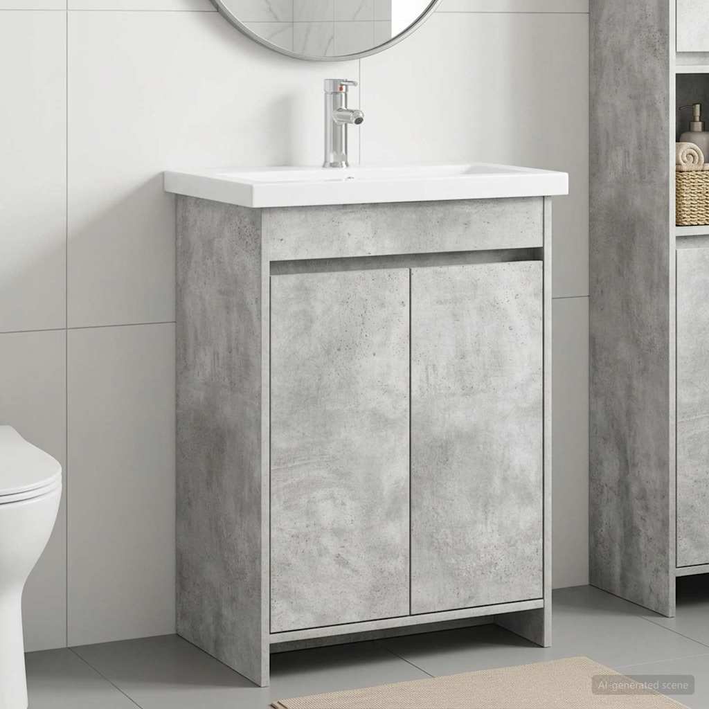 vidaXL Bathroom Furniture Set Concrete Grey 81 x 40 x 84.5 cm