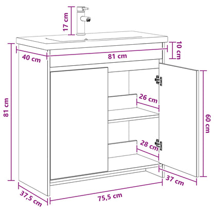 vidaXL Bathroom Furniture Set Concrete Grey 81 x 40 x 84.5 cm