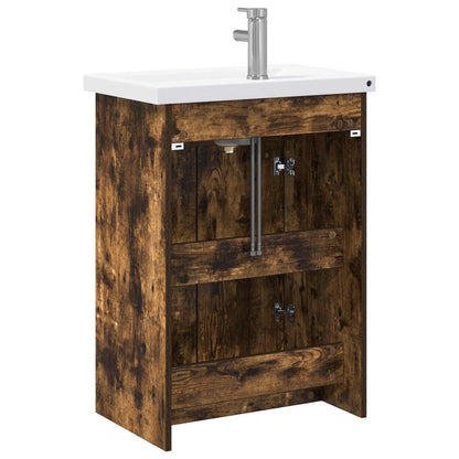 vidaXL Bathroom Furniture Set Smoked Oak 81 x 40 x 84.5 cm