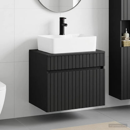 vidaXL Bathroom Furniture Set Black Engineered Wood