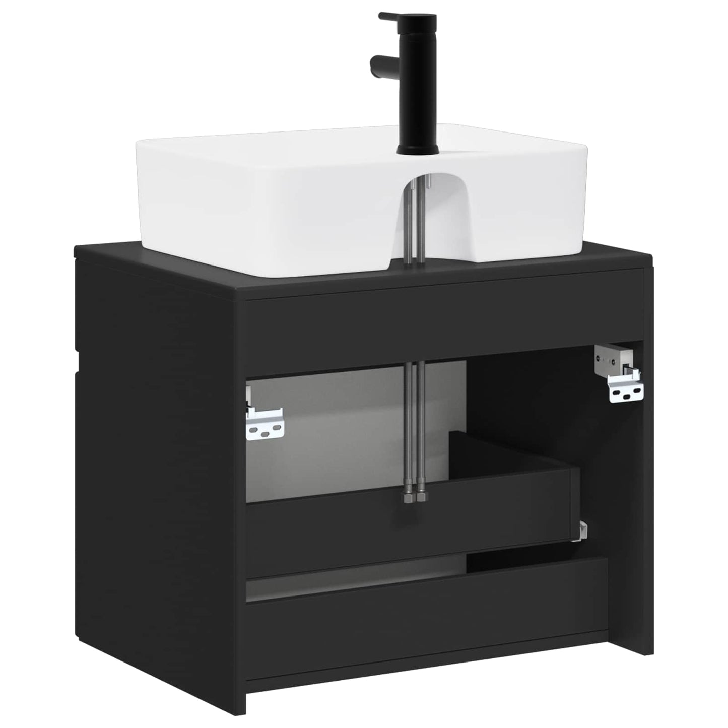 vidaXL Bathroom Furniture Set Black Engineered Wood