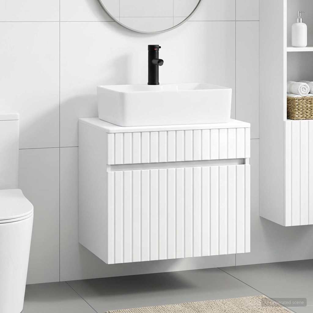 vidaXL Bathroom Furniture Set High Gloss White Engineered Wood