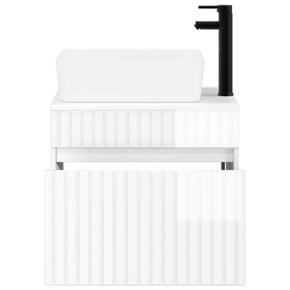 vidaXL Bathroom Furniture Set High Gloss White Engineered Wood